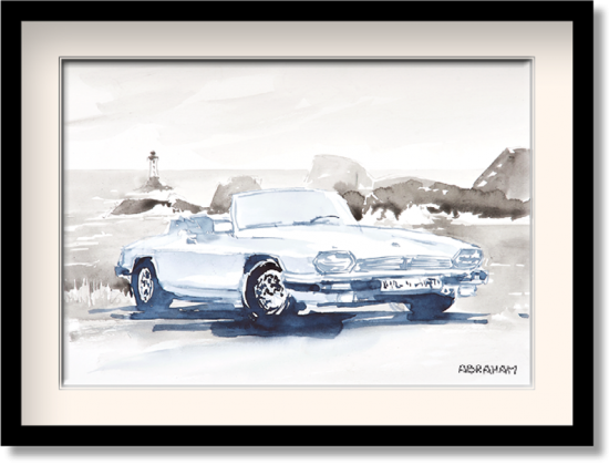 XJS Jaguar in front of the "Herpin" lighthouse (original)